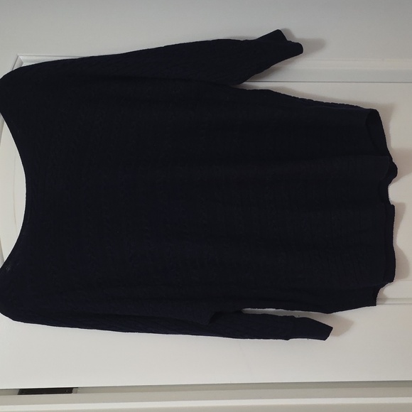 Market & Spruce Off-the-Shoulder Navy Sweater - Picture 1 of 4